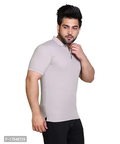 E-MAX Summer Casual Wear Breathable Fabric Half Sleeve Solid Polo T-Shirt for Men's-thumb4