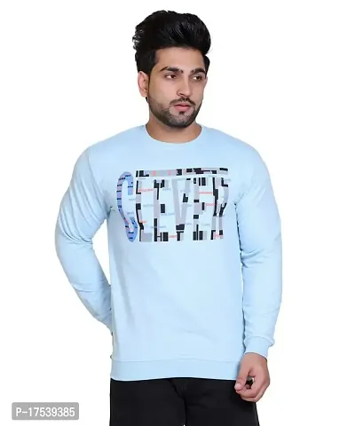 E-MAX Semi Winter Casual Wear Printed Cotton Blend Round Neck Full Sleeve T-Shirt for Mens-9409