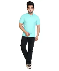 E-MAX Summer Casual Wear Breathable Fabric Half Sleeve Solid Polo T-Shirt for Men's-thumb4