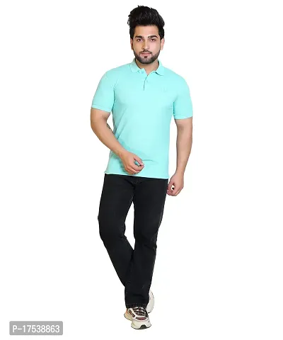 E-MAX Summer Casual Wear Breathable Fabric Half Sleeve Solid Polo T-Shirt for Men's-thumb5