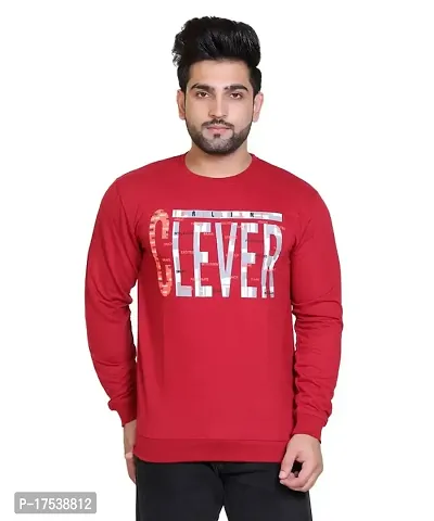 E-MAX Semi Winter Casual Wear Printed Cotton Blend Round Neck Full Sleeve T-Shirt for Mens-9409-thumb0