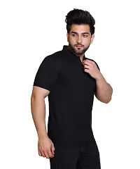 E-MAX Summer Casual Wear Breathable Fabric Half Sleeve Solid Polo T-Shirt for Men's-thumb3