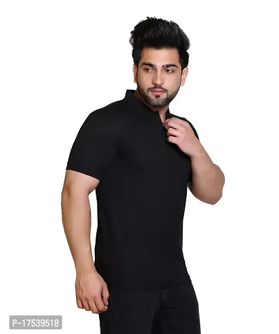 E-MAX Summer Casual Wear Breathable Fabric Half Sleeve Solid Polo T-Shirt for Men's-thumb4