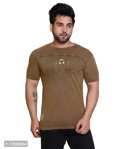 E-MAX Summer Casual Wear 100% Cotton Half Sleeve Round Neck T-Shirts for Men's-thumb0