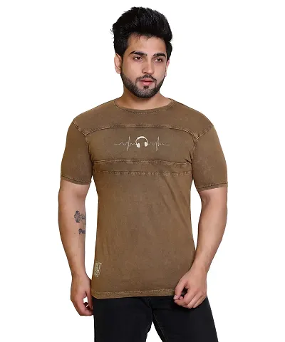 E-MAX Summer Casual Wear 100% Cotton Half Sleeve Round Neck T-Shirts for Men's