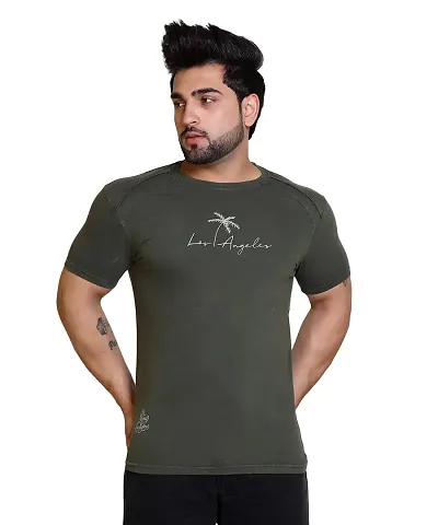 E-MAX Summer Casual Wear Pure Cotton Half Sleeve Round Neck T-Shirts for Men's