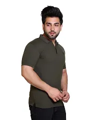 E-MAX Summer Casual Wear Breathable Fabric Half Sleeve Solid Polo T-Shirt for Men's-thumb3