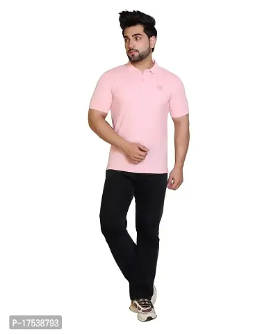 E-MAX Summer Casual Wear Breathable Fabric Half Sleeve Solid Polo T-Shirt for Men's-thumb5