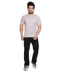 E-MAX Summer Casual Wear Breathable Fabric Half Sleeve Solid Polo T-Shirt for Men's-thumb4