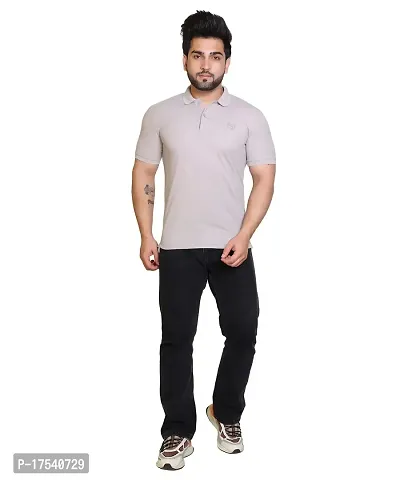 E-MAX Summer Casual Wear Breathable Fabric Half Sleeve Solid Polo T-Shirt for Men's-thumb5