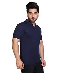 E-MAX Summer Casual Wear Breathable Fabric Half Sleeve Solid Polo T-Shirt for Men's-thumb3