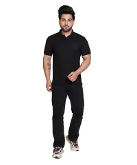 E-MAX Summer Casual Wear Breathable Fabric Half Sleeve Solid Polo T-Shirt for Men's-thumb4