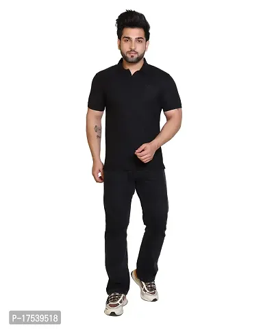 E-MAX Summer Casual Wear Breathable Fabric Half Sleeve Solid Polo T-Shirt for Men's-thumb5