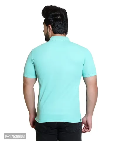 E-MAX Summer Casual Wear Breathable Fabric Half Sleeve Solid Polo T-Shirt for Men's-thumb2