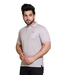 E-MAX Summer Casual Wear Breathable Fabric Half Sleeve Solid Polo T-Shirt for Men's-thumb2