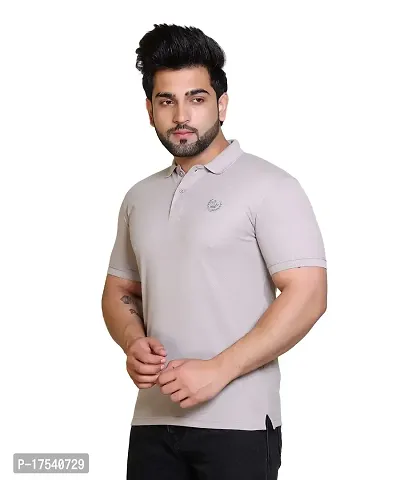 E-MAX Summer Casual Wear Breathable Fabric Half Sleeve Solid Polo T-Shirt for Men's-thumb3