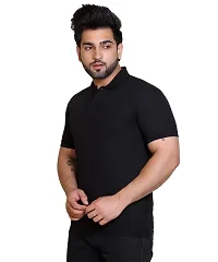 E-MAX Summer Casual Wear Breathable Fabric Half Sleeve Solid Polo T-Shirt for Men's-thumb2