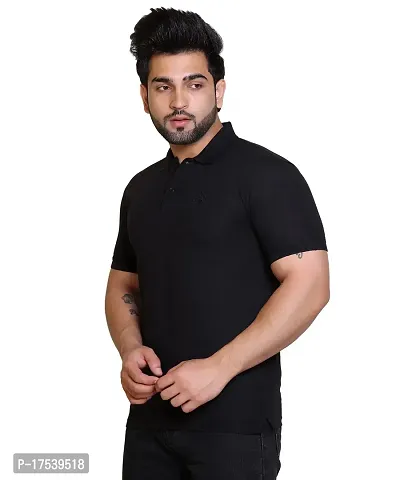 E-MAX Summer Casual Wear Breathable Fabric Half Sleeve Solid Polo T-Shirt for Men's-thumb3