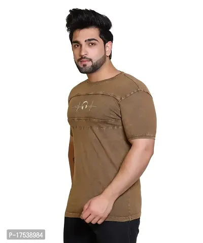 E-MAX Summer Casual Wear 100% Cotton Half Sleeve Round Neck T-Shirts for Men's-thumb2