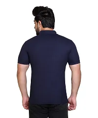 E-MAX Summer Casual Wear Breathable Fabric Half Sleeve Solid Polo T-Shirt for Men's-thumb1