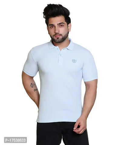 E-MAX Summer Casual Wear Breathable Fabric Half Sleeve Solid Polo T-Shirt for Men's-thumb0