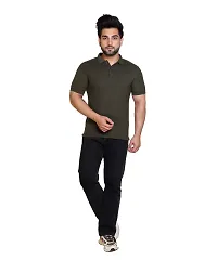 E-MAX Summer Casual Wear Breathable Fabric Half Sleeve Solid Polo T-Shirt for Men's-thumb4