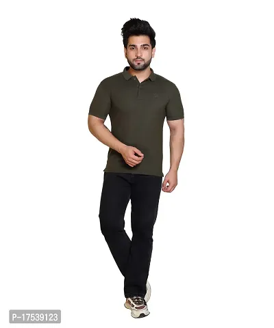 E-MAX Summer Casual Wear Breathable Fabric Half Sleeve Solid Polo T-Shirt for Men's-thumb5