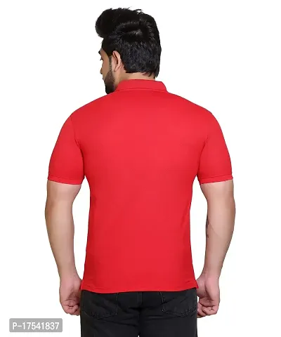 E-MAX Summer Casual Wear Breathable Fabric Half Sleeve Solid Polo T-Shirt for Men's-thumb2