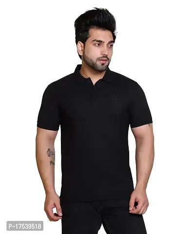 E-MAX Summer Casual Wear Breathable Fabric Half Sleeve Solid Polo T-Shirt for Men's-thumb0