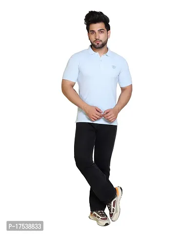 E-MAX Summer Casual Wear Breathable Fabric Half Sleeve Solid Polo T-Shirt for Men's-thumb5