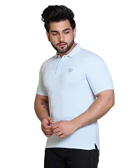 E-MAX Summer Casual Wear Breathable Fabric Half Sleeve Solid Polo T-Shirt for Men's-thumb2