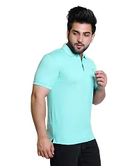 E-MAX Summer Casual Wear Breathable Fabric Half Sleeve Solid Polo T-Shirt for Men's-thumb3