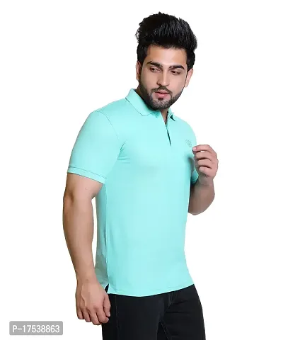 E-MAX Summer Casual Wear Breathable Fabric Half Sleeve Solid Polo T-Shirt for Men's-thumb4