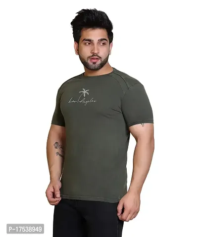 E-MAX Summer Casual Wear Pure Cotton Half Sleeve Round Neck T-Shirts for Men's-thumb2