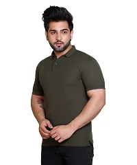 E-MAX Summer Casual Wear Breathable Fabric Half Sleeve Solid Polo T-Shirt for Men's-thumb2
