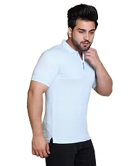 E-MAX Summer Casual Wear Breathable Fabric Half Sleeve Solid Polo T-Shirt for Men's-thumb3