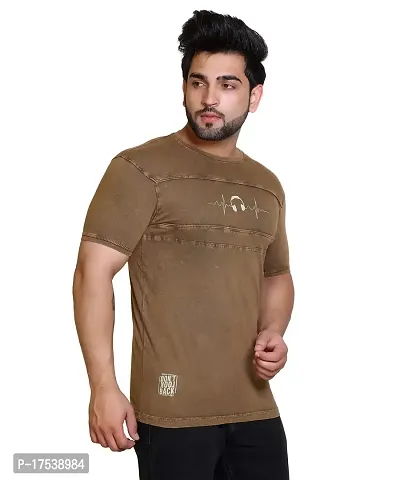 E-MAX Summer Casual Wear 100% Cotton Half Sleeve Round Neck T-Shirts for Men's-thumb3