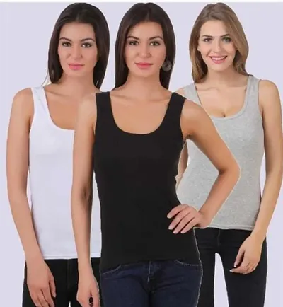 Pack Of 3,6 Cotton Solid Camisoles/Tank Top For Women