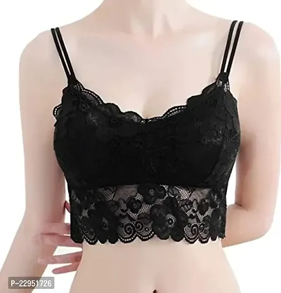 Women Lace Bralette Padded Wire Free Adjustable Strap Fashionable Crop Top Style Padded Lace Tube Bra ( pack of 1) 527-thumb0