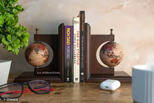 A.H. INTERNATIONAL | Vintage Globe Bookends for Office, Kitchen, Living Room, Home Decor and Gift Item-thumb0