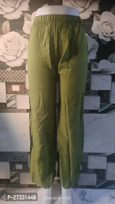 Stylish Green Cotton Trousers For Women-thumb0