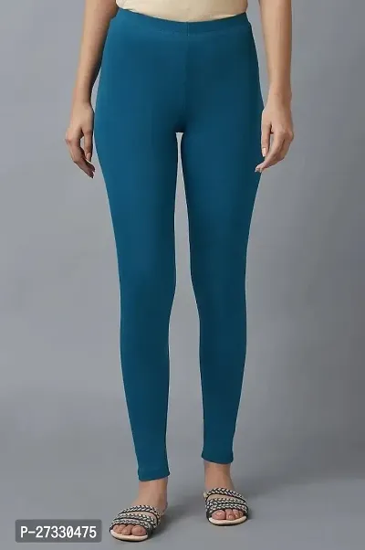 Stylish Blue Organic Cotton Jeggings For Women