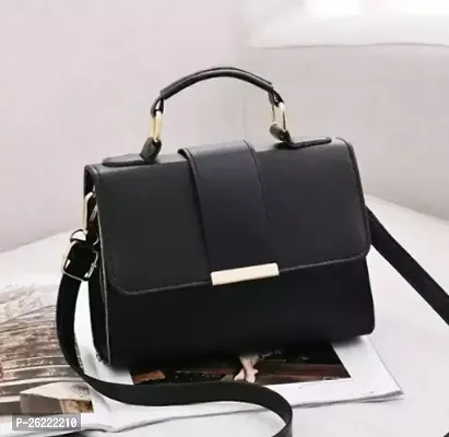 Stylish Black Artificial Leather Handbags For Women-thumb0