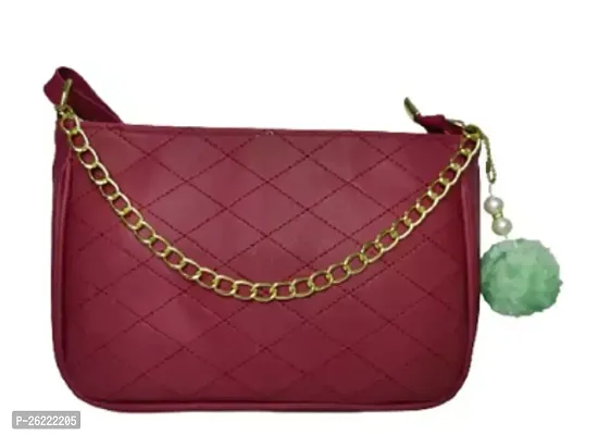 Stylish Maroon Artificial Leather Handbags For Women