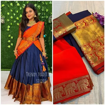 MAHANT CREATION 05 colour Kanjivaram Silk Zari Lehenga Saree at Rs 1500 in  Surat