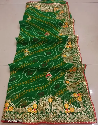 Red Bandhani Silk Embroidered Saree