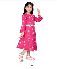 Trendy Pink Cotton Blend Printed Dress for Girls-thumb3