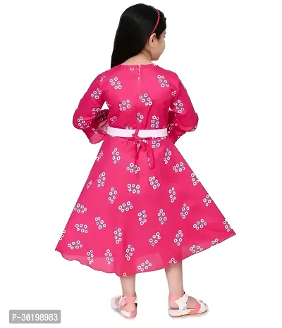 Trendy Pink Cotton Blend Printed Dress for Girls-thumb2