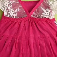 Stylish Pink A-Line Sleeveless Cotton Blend Dress for Girls with Lace Sleeves-thumb3