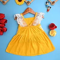 Bright Yellow A-Line Girls Dress with Lace Sleeves-thumb2